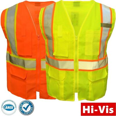 #ad Safety Work Hi Vis ANSI Class 2 Reflective Tape Neon Lime Vest High Visibility $14.99