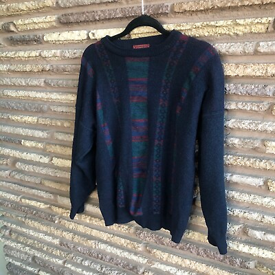 #ad Carlo Bellini Vintage Men#x27;s Sweater Made in Ireland Graphic Knit Large $15.86