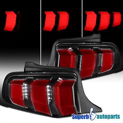 #ad Fits 2010 2012 Ford Mustang Black Tail Lights Sequential LED Signal w Red Bar $273.98
