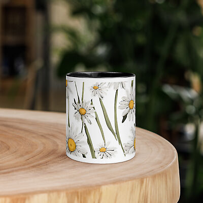 #ad New Coffee Tea Mug Color Inside Daisies Floral 11 oz Dishwasher Microwave Safe $13.43