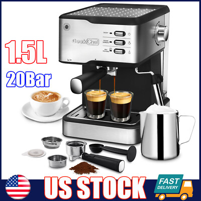 20 Bar Espresso Machine Expresso Coffee Maker Automatic w Milk Frother Wand NEW $114.99
