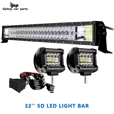 32Inch 180W LED Light Bar Combo 4quot; CUBE PODS OFFROAD SUV for Ford Focus Wire $78.88
