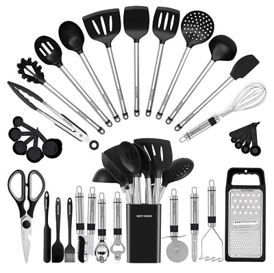 #ad Kitchen Utensil Set Silicone Cooking Utensils 33 Kitchen Gadgets amp; Spoons for No $36.50