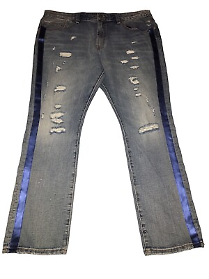 Cult Of Individuality Rocker Slim Rigid Light Stone Blue Denim Jeans Mens 42x33 $136.58