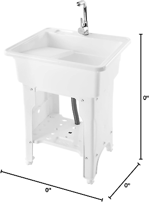 #ad Freestanding Laundry Sink with Washboard Indoor and Outdoor Utility Sink with C $209.99