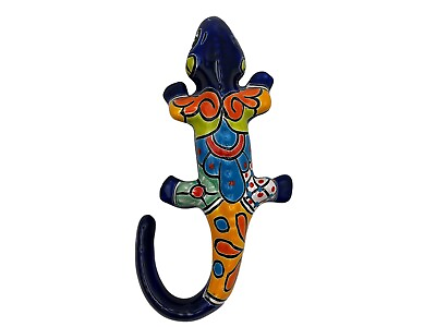#ad Talavera Iguana Sculpture Folk Art Home Decor Mexican Pottery Multicolor 12.25quot; $52.00