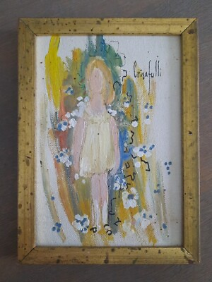#ad VTG Crisafulli Signed Original Art Framed Painting Girl 7quot; X 5quot; $505.00