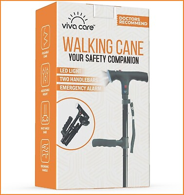 #ad Walking Cane Aluminum with LED Light amp; Alarm Foldable Adjustable Lightweight $34.97