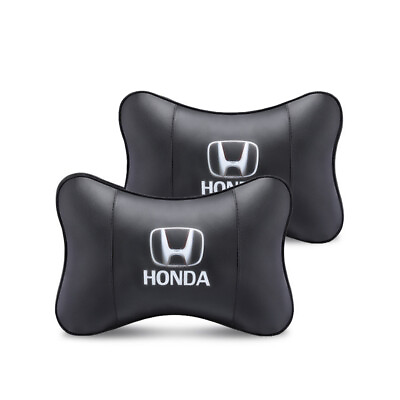 #ad 2PCS Car Seat Headrest Neck Cushion Pillows For Honda Black Leather New $15.19