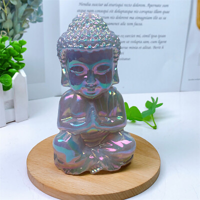#ad Natural Aura Gemstones Rose Quartz Buddha Carving Healing Reiki Stone Pink 1pcs $90.85