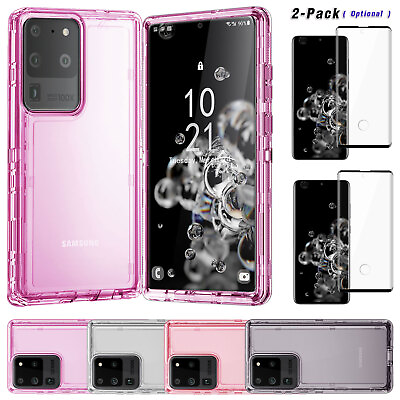 #ad For Samsung Galaxy S20 S20 Ultra Hybrid Clear Phone Case Cover w Tempered Glass $13.99