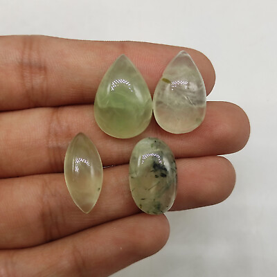 #ad Natural green prehnite loose cabochon amazing prehnite crystal clear stone M7199 $9.69