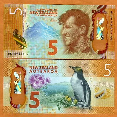 #ad New Zealand $5 2015 Polymer P 191 Redesigned UNC $8.54