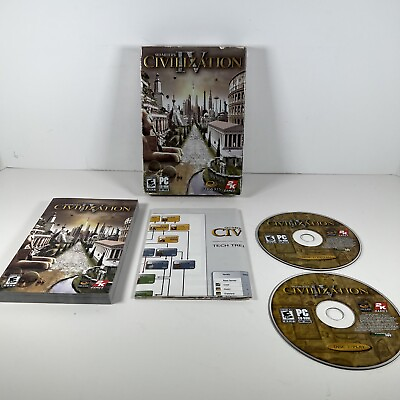 #ad Sid Meiers Civilization IV 2 Disc PC CD ROM Video Game 2005 2 Disc Manual Chart $9.99