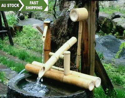 #ad Bamboo Accents Water Feature Fountain Rocking Pump Water Wheel Modern Decoration AU $129.00