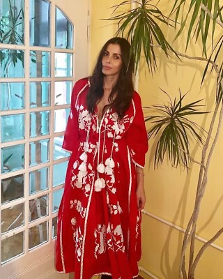 #ad Embroidered red bohemian dress ukrainian ethnic vyshyvanka. All sizes $465.00