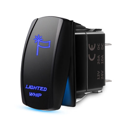 Blue LED Lighted WHIP Rocker Switch 5pin 12V ON OFF LED Light 20A 5 PINS $7.97