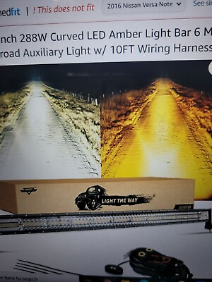 Auxbeam 50 In 288 W Curved Led Amber Light Bar 6 Modes Dual Color Flash F ship $134.99