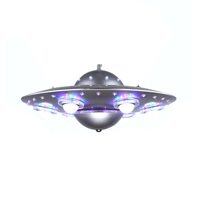 6 Lights UFO Shape Chandelier Lamp Astronomy amp;Space Silver Plastic Ceiling Light $220.79
