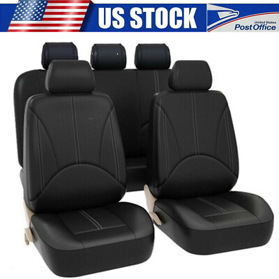 #ad Car 5 Seat Covers Full Set Waterproof Leather Universal for Auto Sedan SUV New $28.97