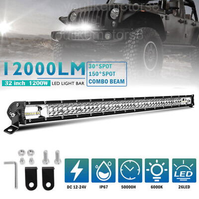 #ad #ad 32#x27;#x27;inch LED Work Light Bar Spot Flood Lamp Off Road Fit Jeep Ford Chevy SUV ATV $46.01