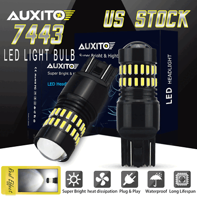 #ad 2x 7443 7440 T20 Pure White 48 SMD Tail Brake Lights Bulbs Flashing LED Bulb 12V $12.59