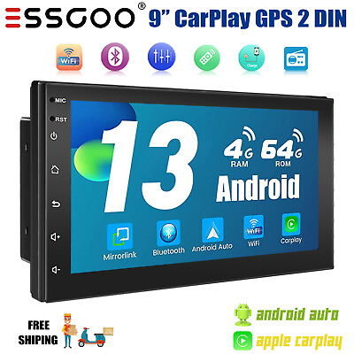 #ad Double 2 DIN 9quot;Car Stereo Radio Android13 CarPlay GPS Touch Screen WIFI BT 464G $84.99