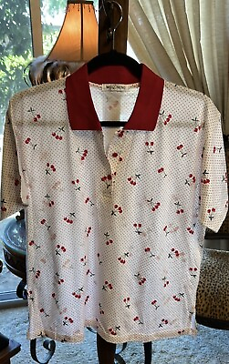 #ad Rockabilly 50’s Dinner Style Top Cherries amp; Dots Size M￼ $13.99