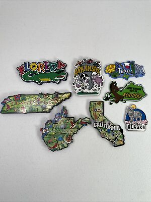 #ad Lot Of 8 Vintage State Souvenir Magnets Florida Texas California More $14.95