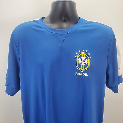 #ad CBF Brasil Jersey Football Soccer Shirt Men#x27;s XL Authentic Blue Polyester $17.99