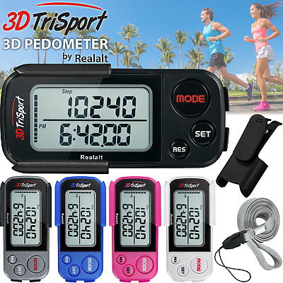 #ad 3DTriSport Supreme Quality Walking 3D Pedometer by Realalt with Clip and Strap $24.99