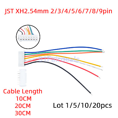 #ad Lot JST XH2.54mm Connector Cable Male to Female 2 3 4 5 6 7 8 9Pin 10 20 30CM $4.80