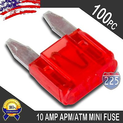 #ad 100 Pack 10A Mini Blade Style Fuses APM ATM 32V Short Circuit Protection Fuse US $10.99