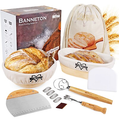 #ad #ad Banneton Bread Proofing Basket Set of 2 Sourdough Baskets 10quot; Oval and 9quot; Round $39.99