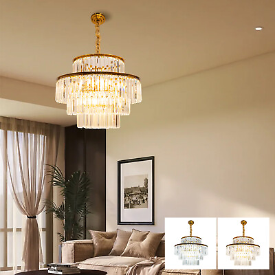 #ad Crystal Chandelier Luxury LED Pendant Lamp Ceiling Lighting Fixture Living Room $153.90