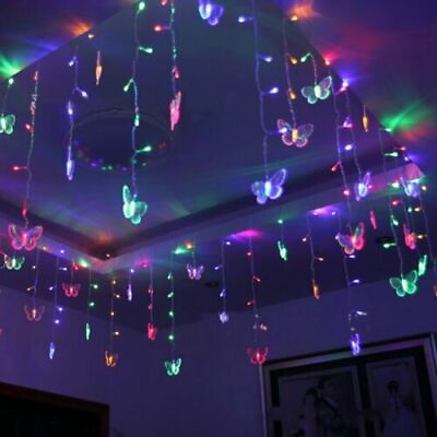 3.5 M Butterfly Strip Light LED Curtain Lights Multicolored Wedding Party Decor $11.19