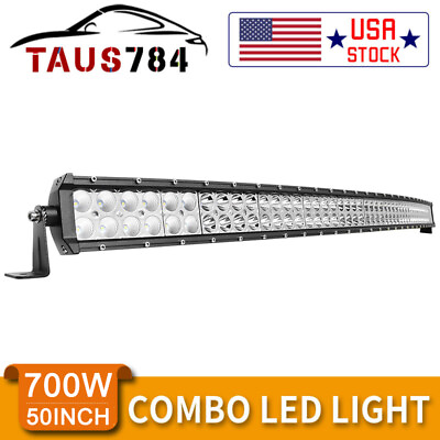 Curved 50inch 700W LED Light Bar Spot Flood Combo Roof Driving RZR SUV ATV 4x4WD $37.99