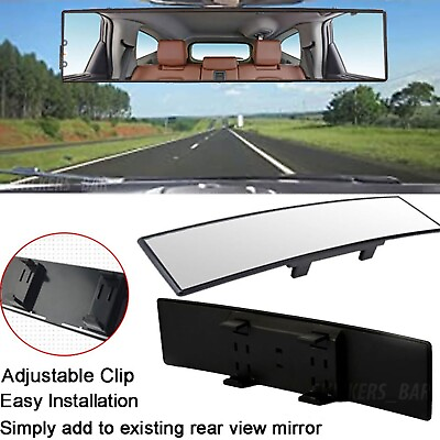 #ad Car Universal 300MM Rear View Wide Angle Convex Clear Rearview Mirror Click On $6.99