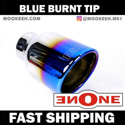 #ad MOOKEEH MK1 BLUE BURNT TIP 2.5quot; INLET 4.0quot; OUTLET CLAMP ON MUFFLER TIP $34.99