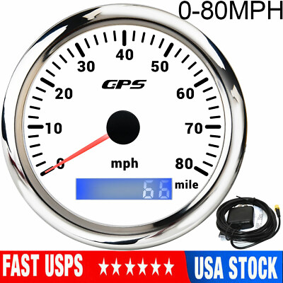 #ad 85mm GPS Speedometer Odometer Gauge 0 80MPH For Boat Car Truck ATV Motorcycle US $44.94