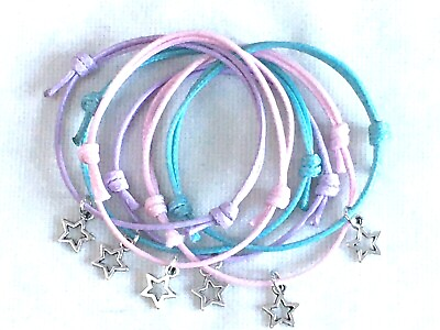 #ad 6 STAR FRIENDSHIP BRACELETS GALAXY SPACE PARTY BAG FILLERS FAVORS GIFTS GBP 2.69