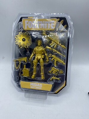 #ad Fortnite Gold Midas RARE Solo Mode Action Figure 8 Weapons Hot Drop 2021 $34.99