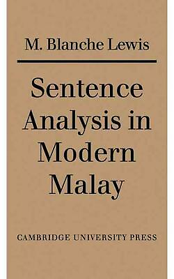 #ad Sentence Analysis in Modern Malay by M. Blanche Lewis English Paperback Book $62.03