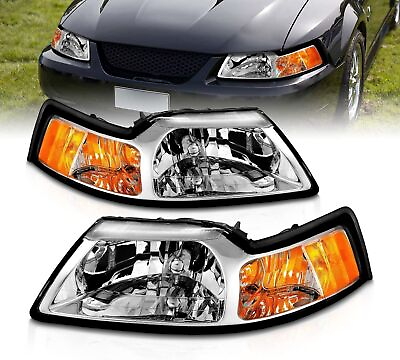 #ad Head Lamps Headlights Pair Fit For 1999 04 Ford Mustang Replacement LeftRight $70.00