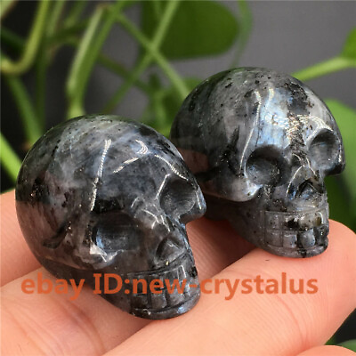 #ad Natural labradorite Quartz Small Skull Crystal Skull Carved Quartz Healing 2cps $8.99