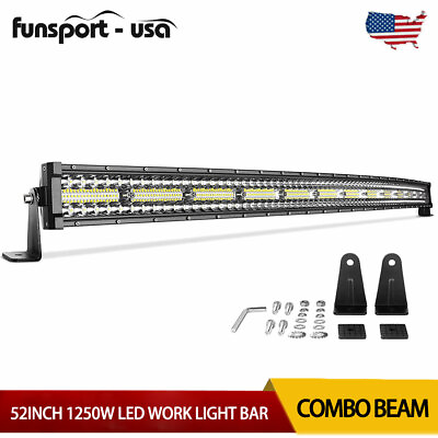 Tri Row 52quot;inch 1250W Curved LED Light Bar Off Road Driving Lamp Truck Boat SUV $69.04