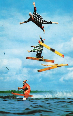 #ad Clowns Water Ski Jumping Flying Cypress Gardens FL P550 $8.99