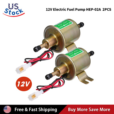 #ad 2 Pack 12V Electric Fuel Pump HEP 02A Universal Inline Low Pressure Gas Diesel $15.80