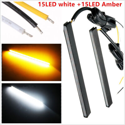 #ad 2 PCS Universal Ultra Slim Switchback 30LED White Amber LED Daytime Lights Lamp $19.04