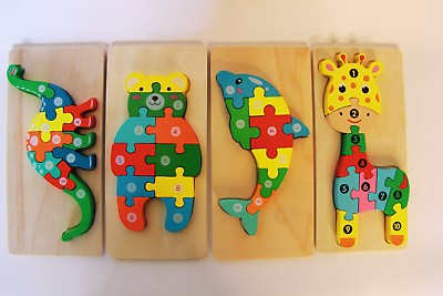 #ad Montessori Puzzles for Kids Ages 2 5 Montessori Toys Wooden puzzles Set of 4 $7.64